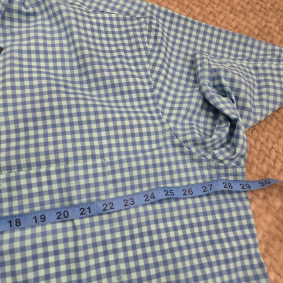 IZOD Big & Tall Gingham Plaid Shirt Blu Button Down Short Sleeve Breeze 2XL NWT - Picture 5 of 11